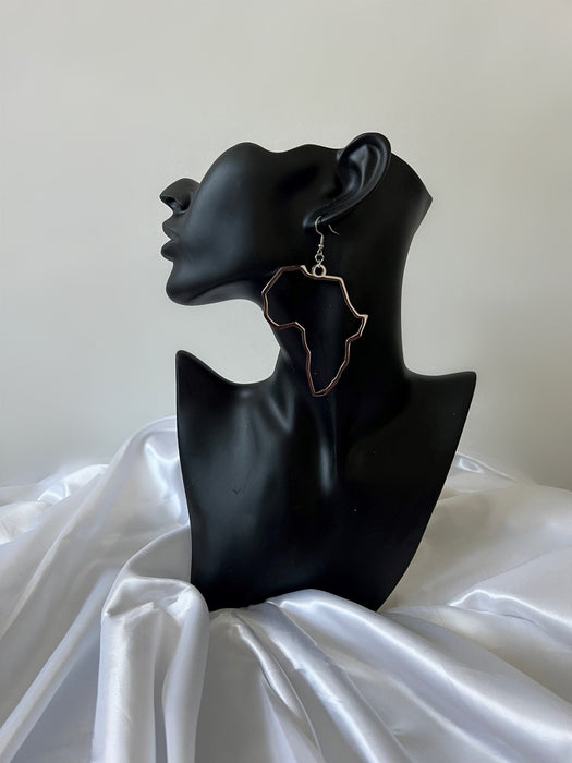 Silver Africa Map Outline Hook Earrings