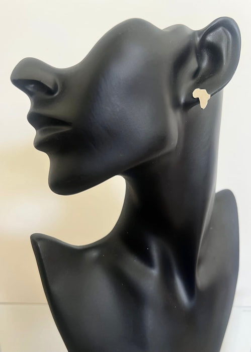 Silver Africa Map Earrings