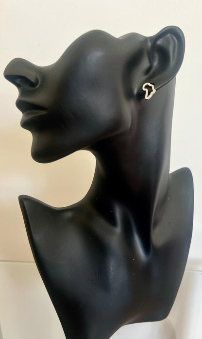 Silver Africa Map Earrings