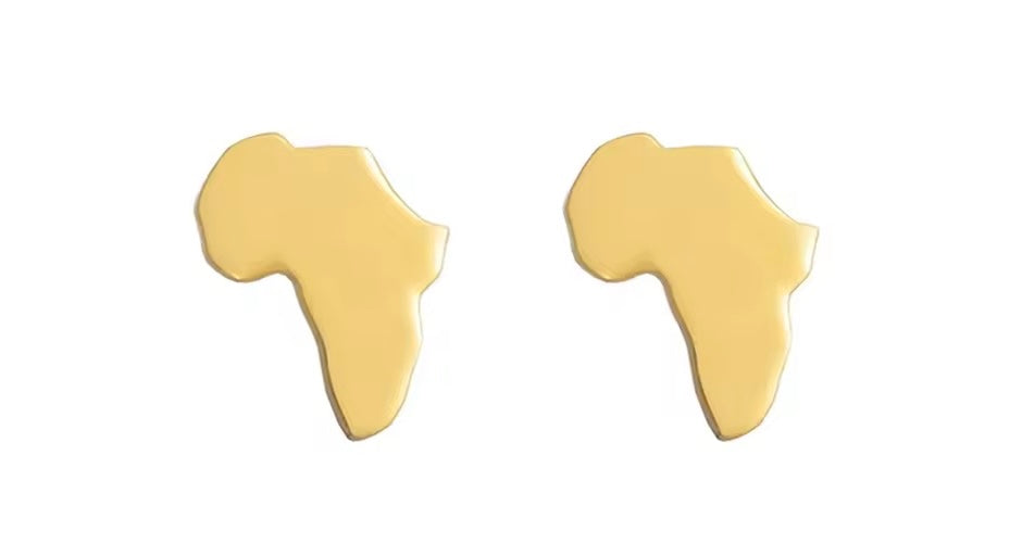 Gold Africa Map Earrings