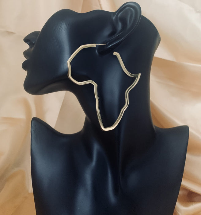 Gold Africa Map Outline Earrings
